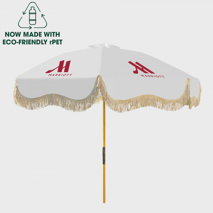 St. Tropez Market Umbrella White Fringe RainAlertz Umbrellas