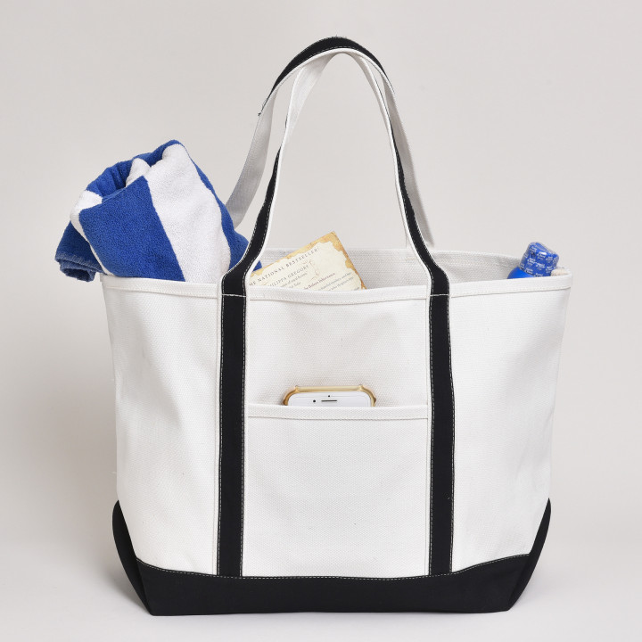 Open Canvas Boat Bag | Natural/Black | Satchels NY Bags | Products | A ...